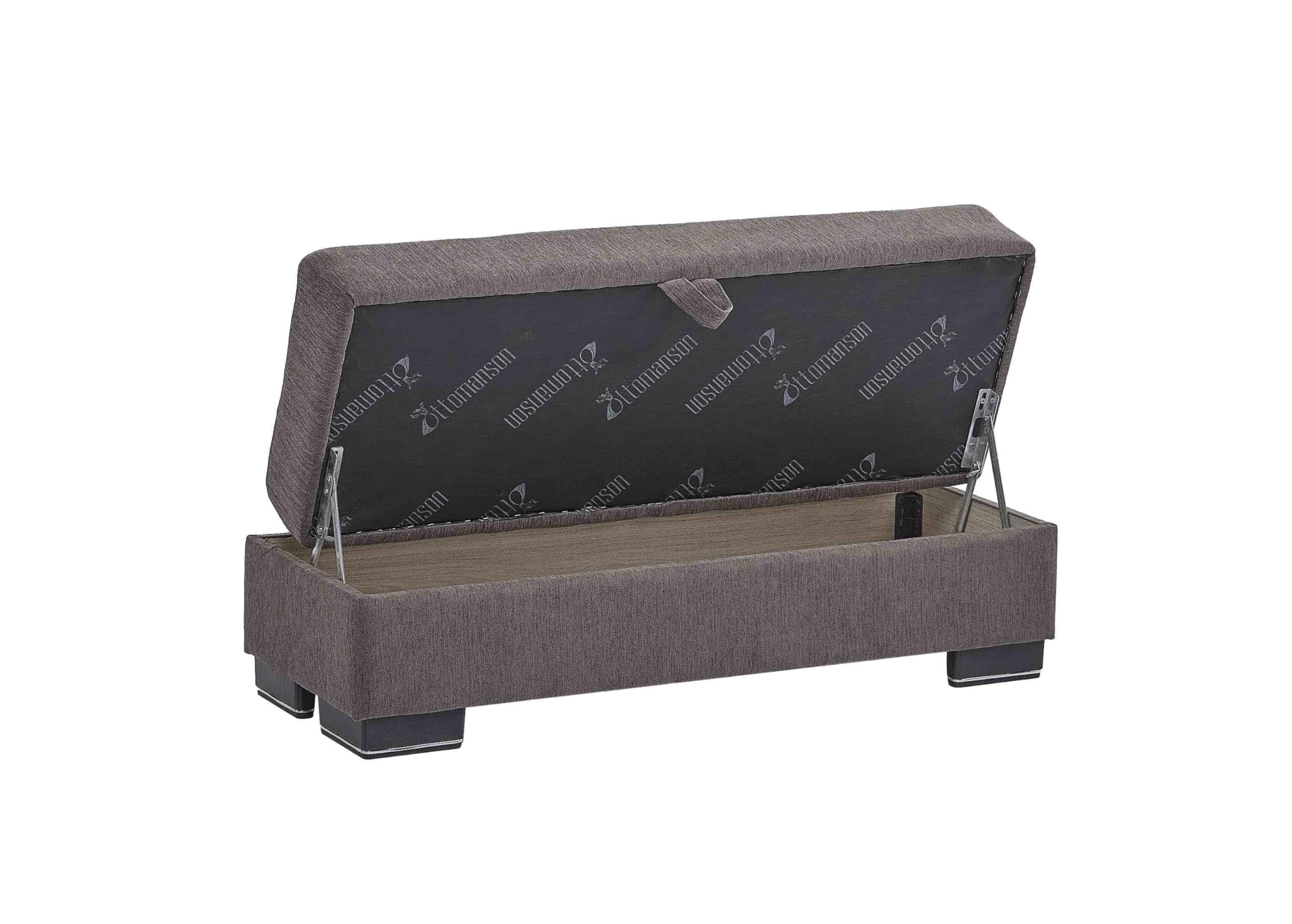 Ottomanson Convertible Storage Ottoman Bench with Lift-Top – Rectangular Bedroom End-of-Bed Storage Bench for Blankets, Living Room Footrest & Extra Seating, Gray