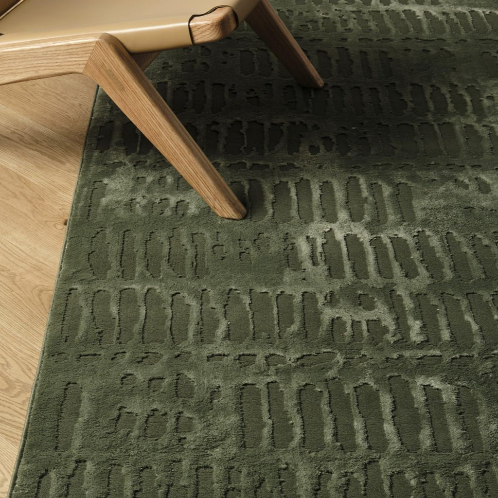 Revival Rugs Shell 5'x8' Area Rugs for Living Room Bedroom Dining Room - Washable, 100% Recycled, Oeko-TEX Certified, Modern, Medium Pile, Green