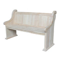 IC International Concepts, Sanctuary Bench, Solid Real Wood, Sturdy Parawood, Entryway/Dining/Living, Spacious Dimensions 58" W x 17.7" D x 18" H, 450 LBS Capacity, Paint/Stain Ready, Unfinished