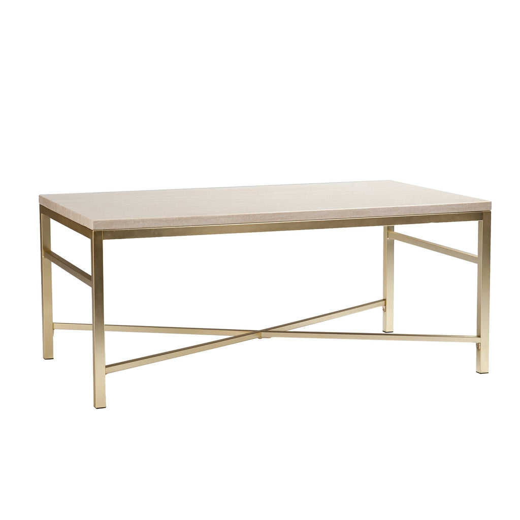 SEI Furniture - Orinda Faux Stone Cocktail Table - Travertine - Transitional Design, Finish - Ideal for Living Room, Family Room (CK3940)