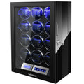 LELTNSOU Watch Winder for 12 Winding Spaces Automatic Watches, Ultra-Quiet Japanese Motors, Built-in LED Illumination and LCD Touchscreen Control