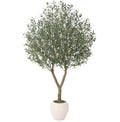 VeriNatural Olive Trees Artificial Indoor,8Ft Large Faux Plants,Tall Fake Tree with 15in White Round Planter,Full & Lush Faux Olive Tree for Home Decor Living Room, Office or Bedroom,Housewarming