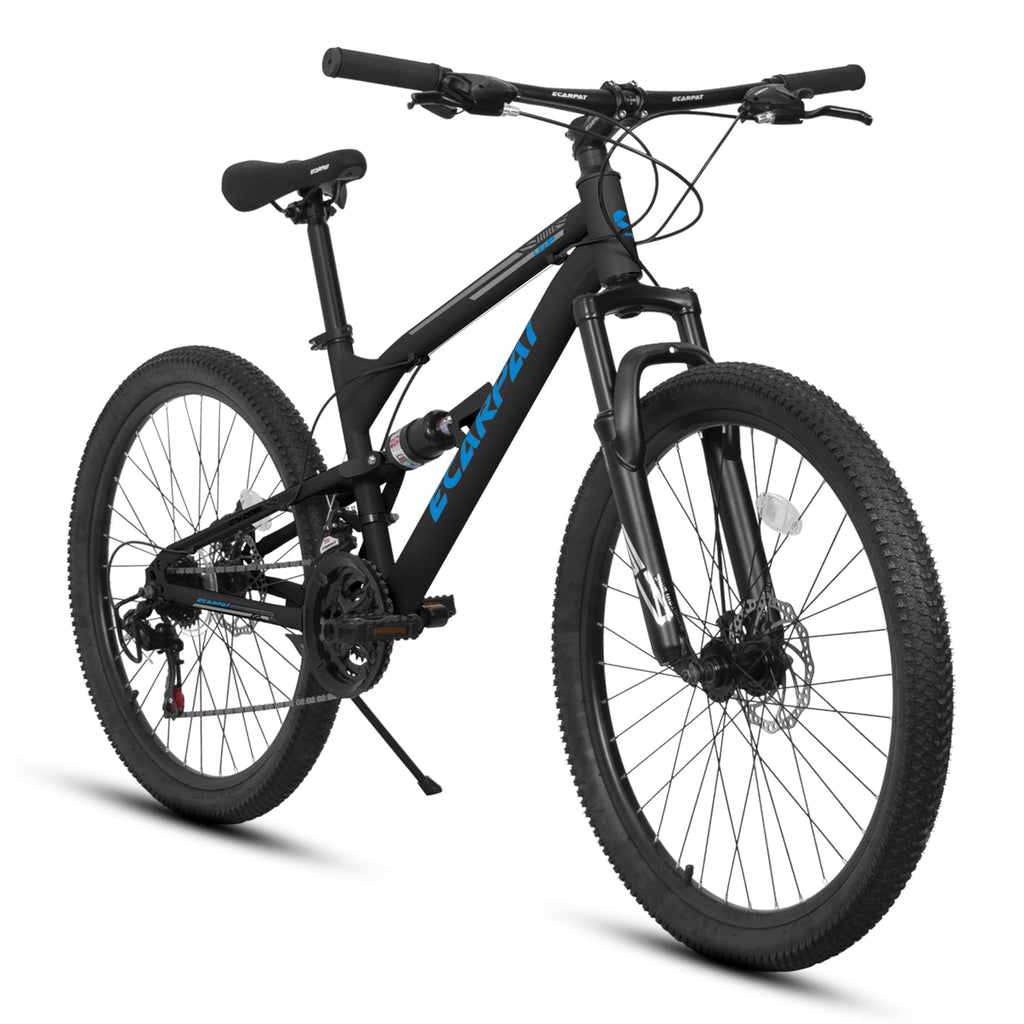 Rycheer 27.5 Inch Men Boys Mountain Bike Full Suspension, 21 Speeds Steel Mountain Bike, Disc Brakes, Adult Sport Bicycle for Trail Snow Commuter City Road