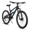 Rycheer 27.5 Inch Men Boys Mountain Bike Full Suspension, 21 Speeds Steel Mountain Bike, Disc Brakes, Adult Sport Bicycle for Trail Snow Commuter City Road