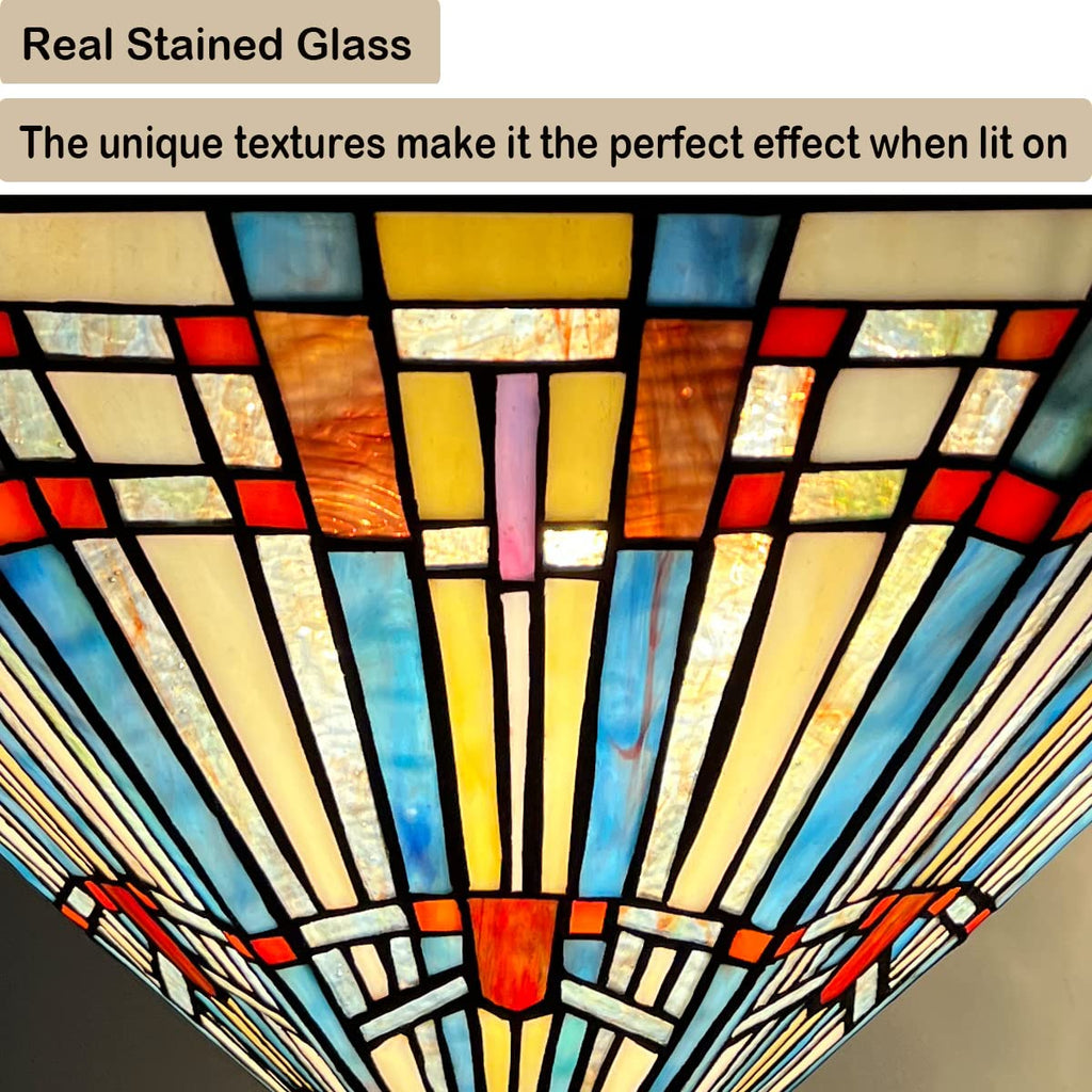 COTOSS Tiffany Pendant Light Fixtures,22" Wide Stained Glass Inverted Ceiling Pendant for Dining Room,Antique Style 3 Lights Hanging Lamp for Living Room Kitchen Entryway