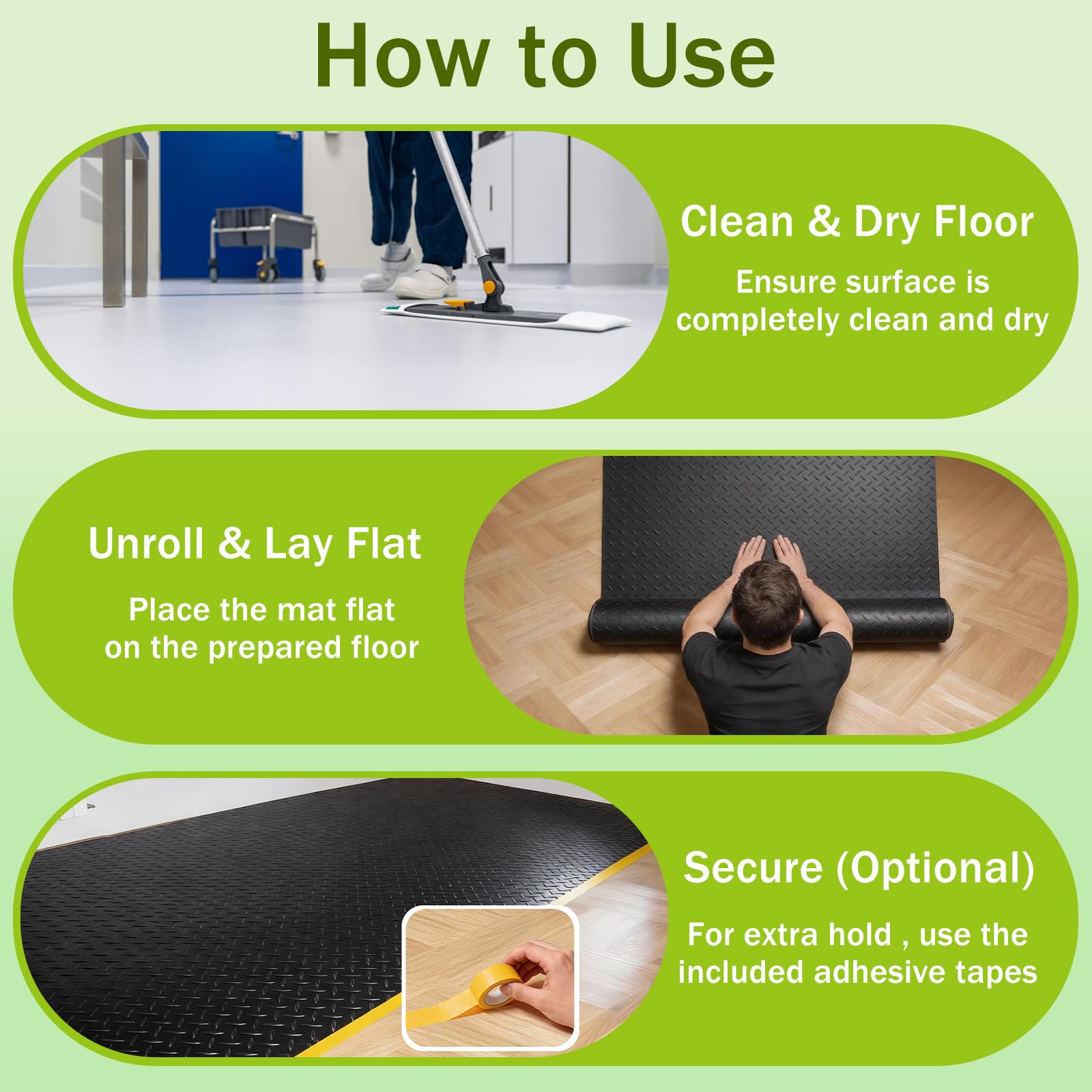 FomanXtre 10x20 FT Garage Floor Mat, 2.8mm Thickened Flooring Roll for Under Car Diamond Plate PVC Rubber Mat with 20 Pcs Tapes, Non-Slip Floor Mat for Garage, Warehouse, Gyms, Trailer, Black