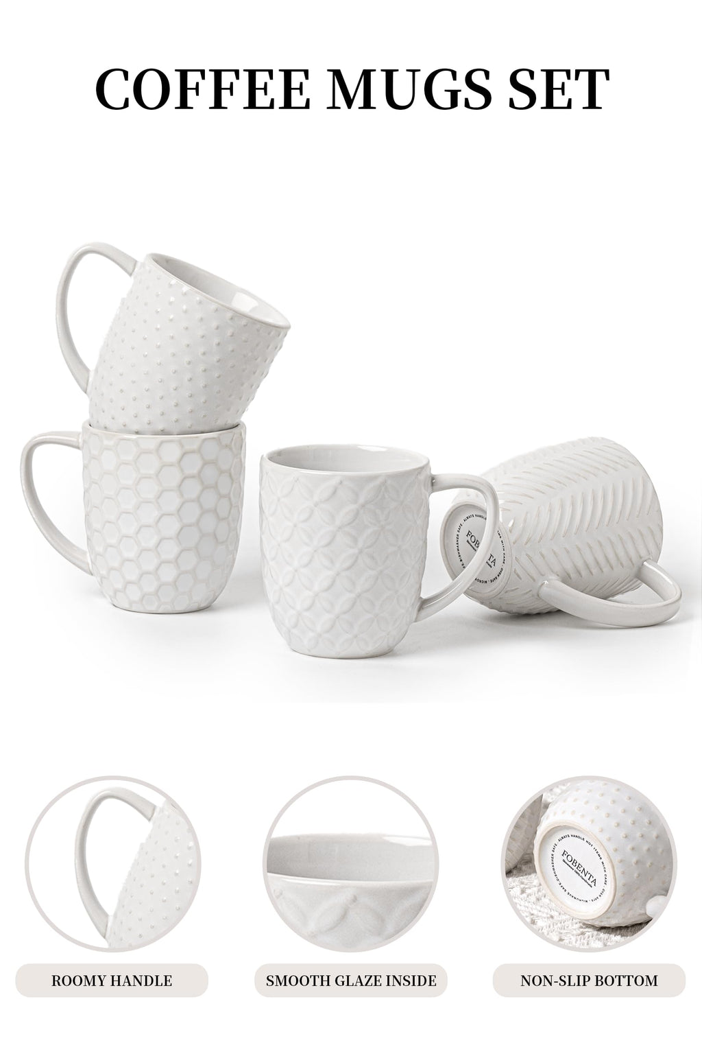 40-Piece Ceramic Dinnerware Set with Pasta Bowls & Mugs, Service for 8 – Complete Dining Set for Entertaining, Scratch-Resistant & Long-Lasting
