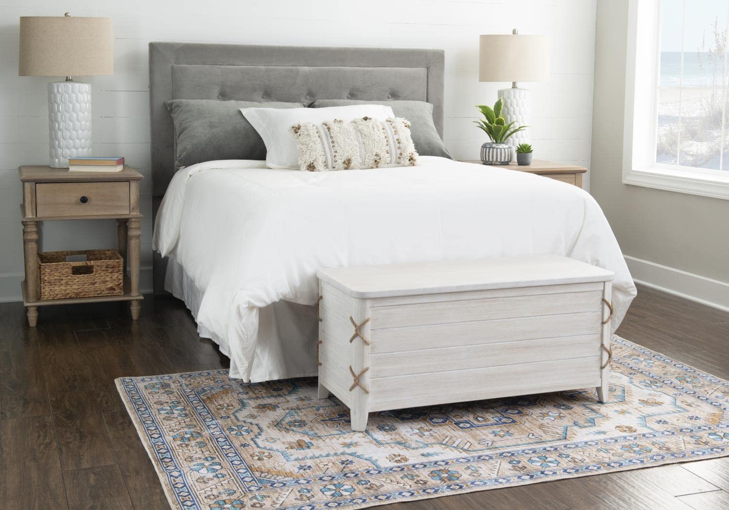 Linon Brosnan Rope Cedar Chest White