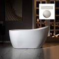 WOODBRIDGE 54"Acrylic Freestanding Bathtub Contemporary Soaking Tub,White Acrylic,Brushed Nickel Drain/Overflow,B0006-B/N-Drain&O
