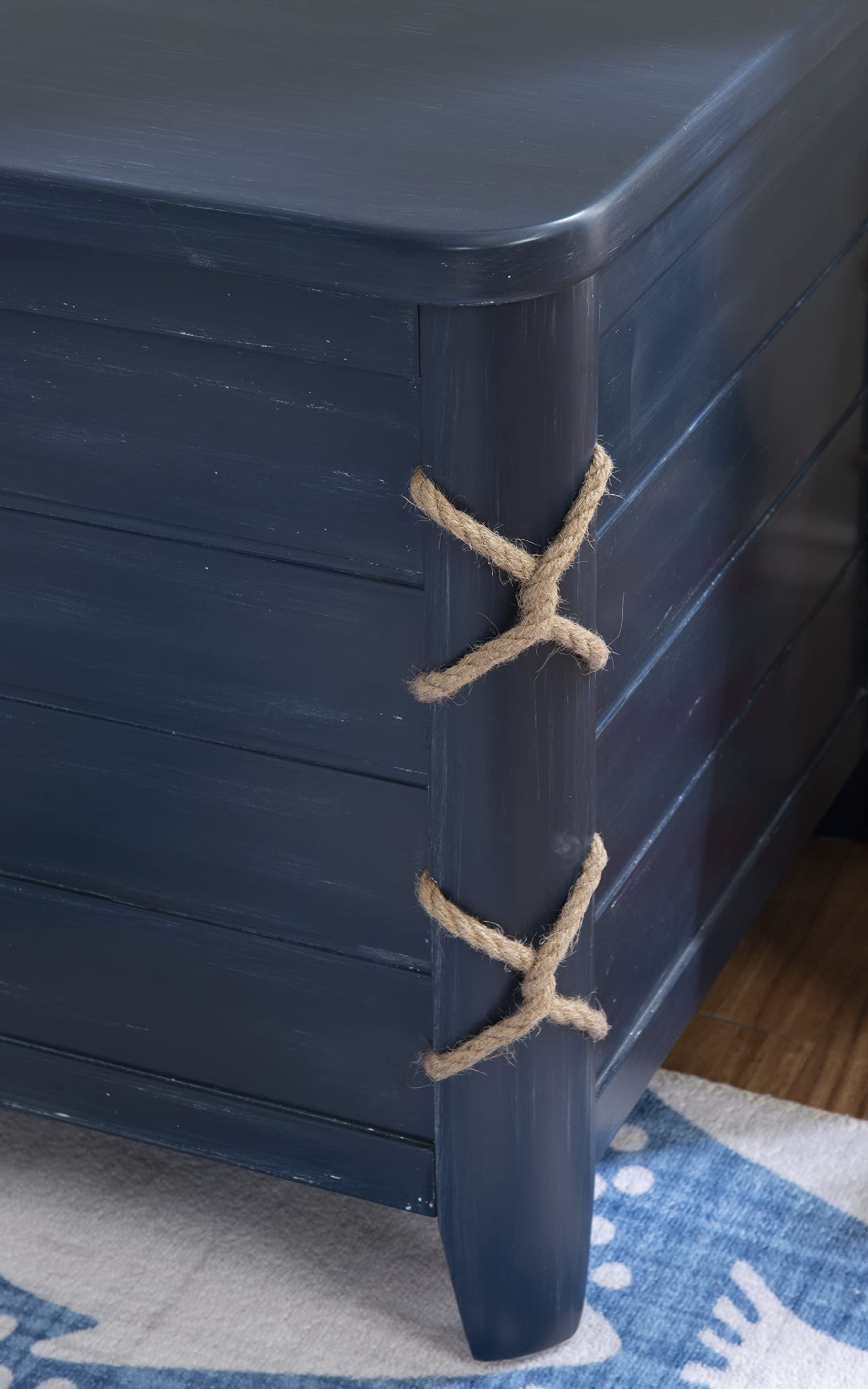 Powell Phillip Navy Blue Cedar Chest with Rope Detailing
