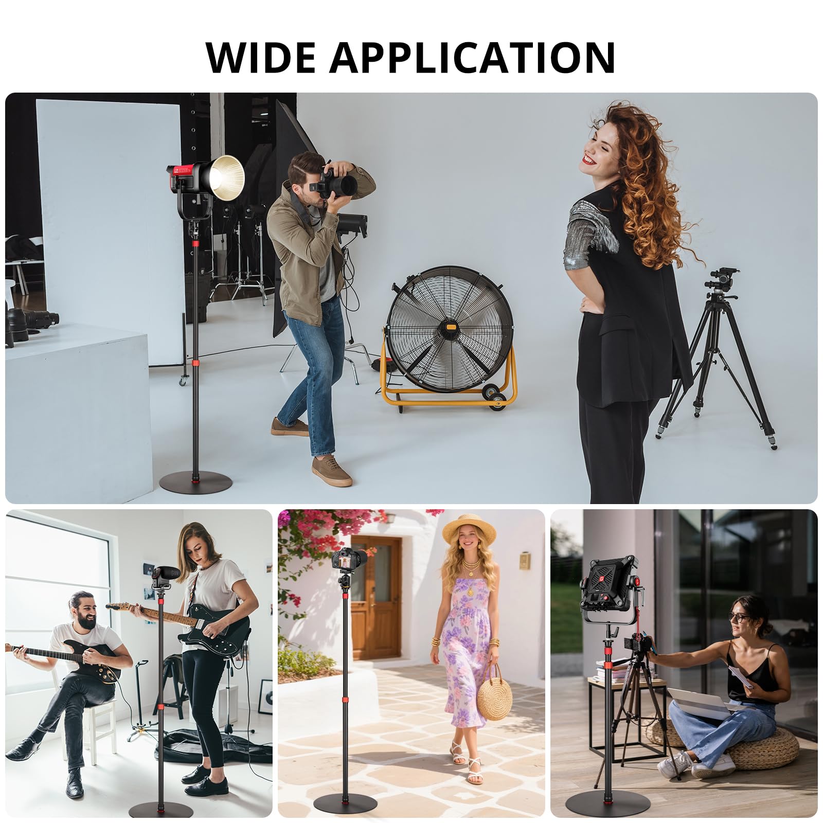 GVM YB2L200 79.9in Heavy Duty Light Stand Kit (2-Pack), Round Base Monopod, 10kg Load Capacity, Flat Base for Stability, for Video Recording, Live Streaming, Interviews & Photography Studio