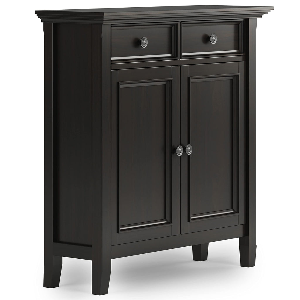 SIMPLIHOME Amherst Solid Wood 36 inch Wide Small Storage Bench and 36 inch Wide Storage Cabinet in Hickory Brown for the Living Room, Entryway, and Family Room, Transitional Style