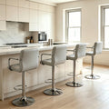 OLIXIS Swivel Bar Stools Set of 4, PU Leather Upholstered Bar Chairs with Back & Armrests, Adjustable Counter Height Stools with Metal Legs for Kitchen Island, Home Bar, Pub, Light Grey