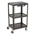 Norwood Commercial Furniture Adjustable Height Metal AV Cart with Electric Power Cord, Black