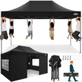 COBIZI 10x15 Heavy Duty Pop up Canopy Tent with 4 sidewalls Commercial Outdoor Canopy Wedding Party Tents for Wedding All Season Wind & Waterproof Gazebo with Carry Bag, Black(Frame Thickened)