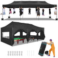 COBIZI 10x30 Pop up Canopy with 8 Removeable Sidewalls, Heavy Duty Party Tents for Parties, Events and Weddings, UPF 50+ Waterproof Commercial Tent with Roller Bag, Black (Windproof Upgraded)