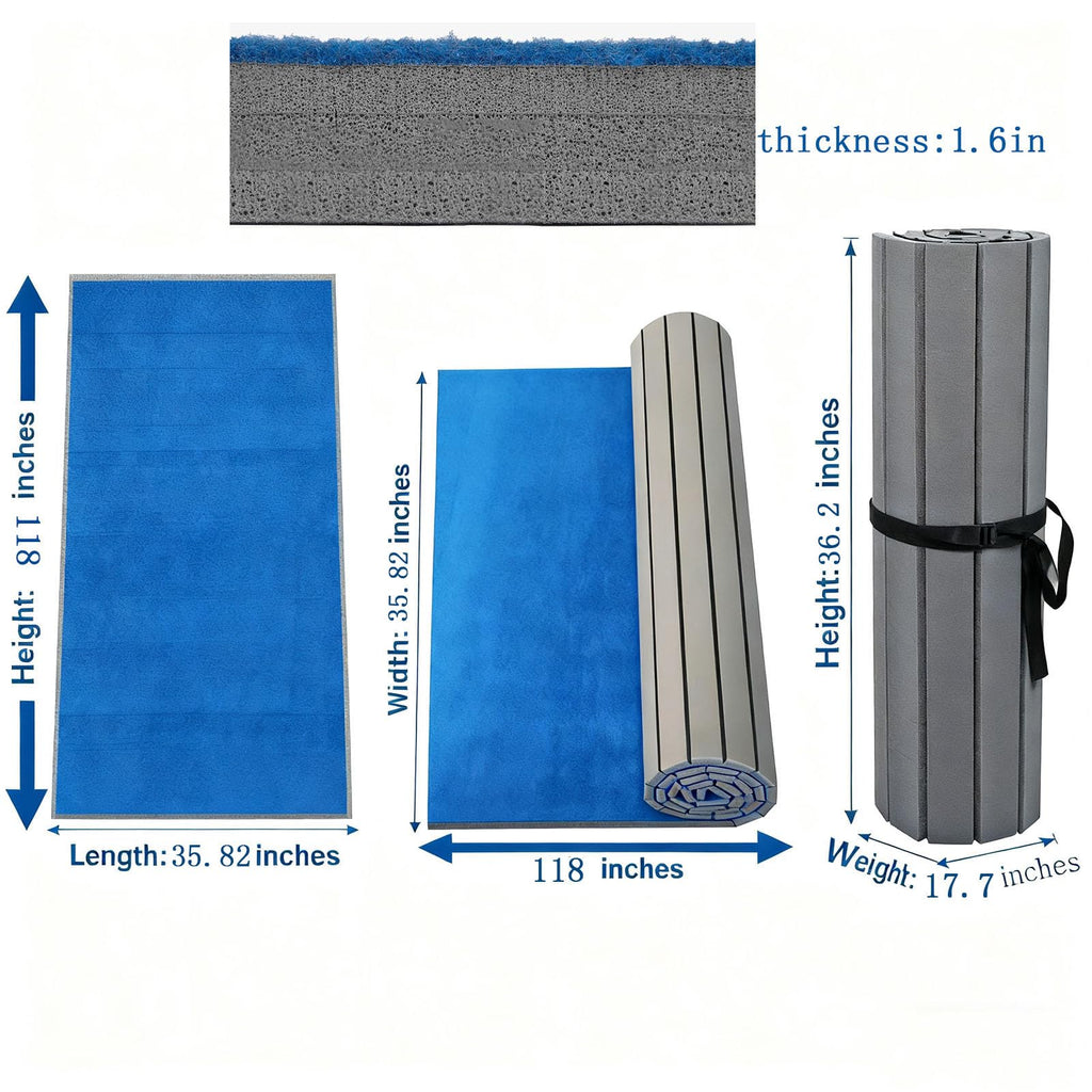 Premium Indoor Gymnastics Track Exercise Mat with Grippy Gym Carpet Top - Sturdy Foam Wrestling Mat for MMA, Cheerleading, and Fitness - Roll Out Design for Easy Setup
