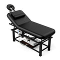 Dolonm Heating Function 30 Wide x 75 Long Heavy Duty Electric Stationary Massage Table with Backrest Adjustable and Storage Space for Treatment/Medical Spa/Facial/Beauty/Massage Bed and More - Black