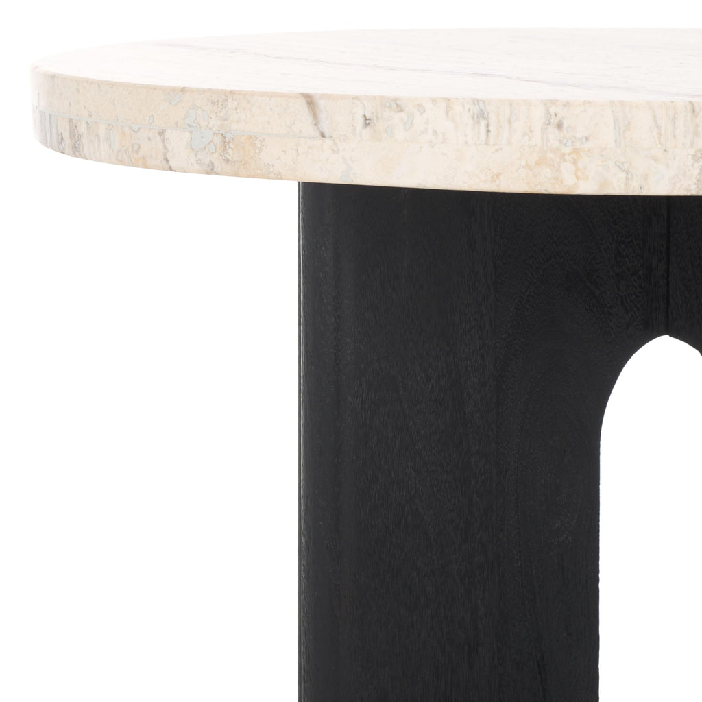 SAFAVIEH Couture Collection Shayne Travertine/Black Solid Wood Accent Table