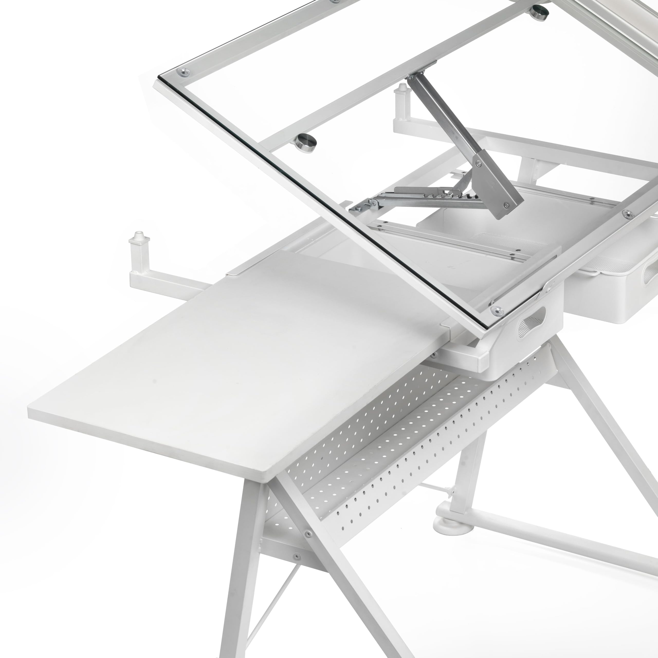 Artist's Loft Artists Loft Desk, Tilting Glass Top Adjustable Drafting Table, White, 55.9" x 23.6", 1-Pack