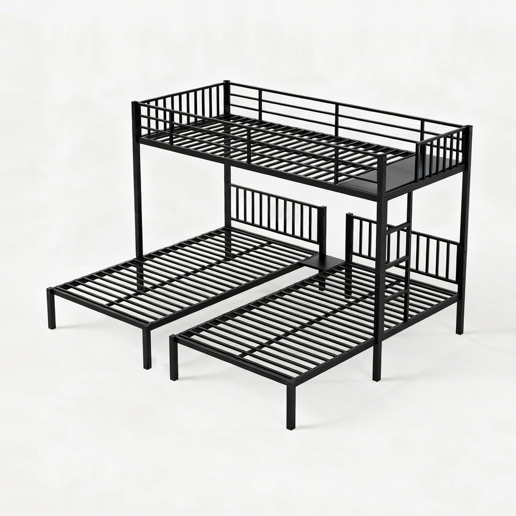 Bellemave Twin Triple Bunk Bed for Kids, Teens,Adults, Metal Twin XL Bunk Beds for 3, 3 bunk Bed for 3 Kids, Adults（Heavy Metal, Black）