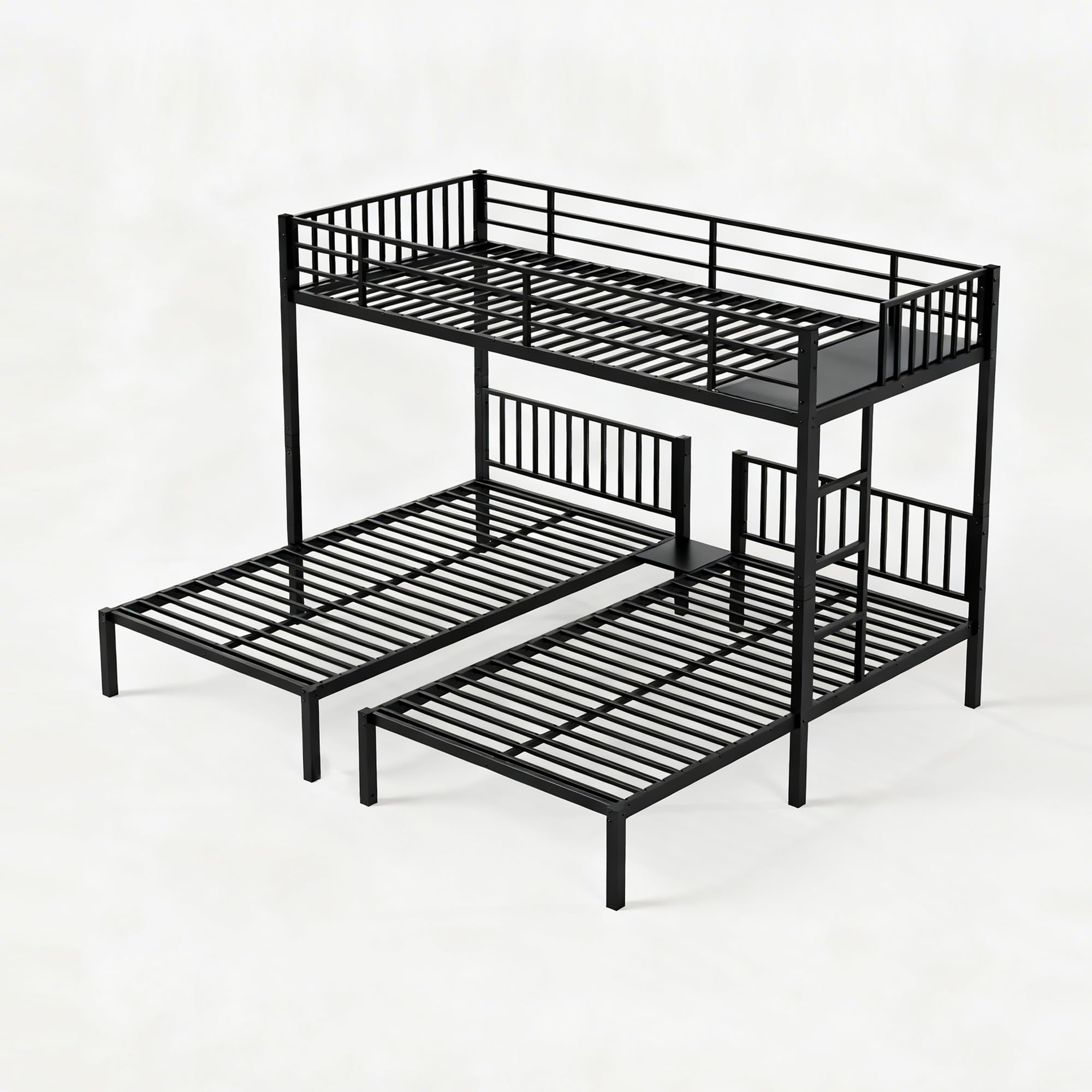 Bellemave Twin Triple Bunk Bed for Kids, Teens,Adults, Metal Twin XL Bunk Beds for 3, 3 bunk Bed for 3 Kids, Adults（Heavy Metal, Black）
