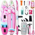 Niphean (Extra Large) Inflatable Paddle Board, SUP for 2+1 People/Family 500lbs Capacity Stand Up Paddle Board with SUP Accessories, StabilTrac Fin Non-Slip Paddleboard for Adults-Rose Red