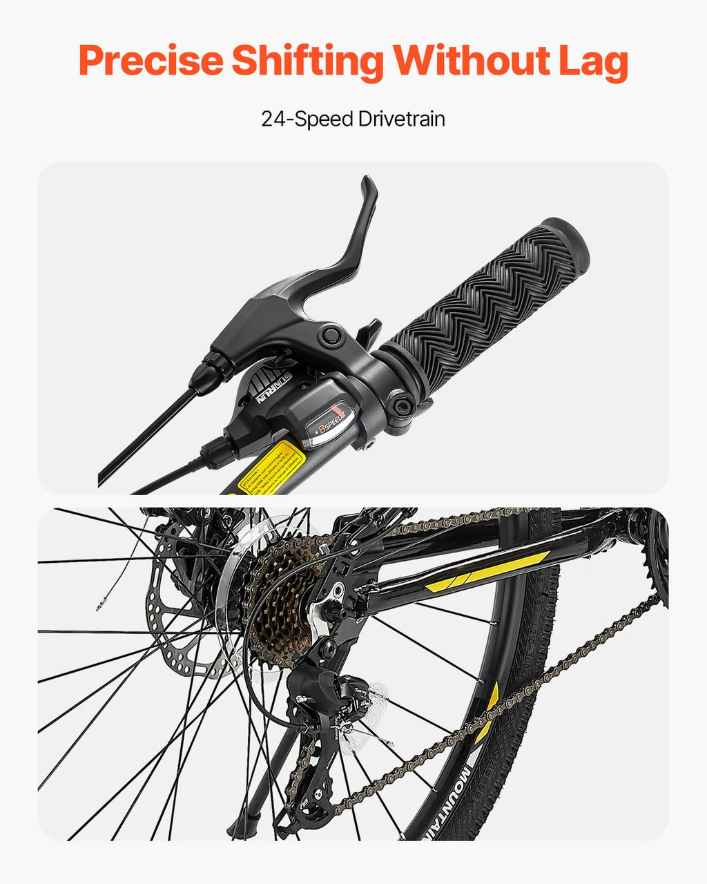 VEVOR Mountain Bike,29 inch MTB Bicycle with Full Dual Suspension,24 Speeds Twist Shifting,Dual Disc Brakes,Aluminum Alloy Frame, for/Men/Women