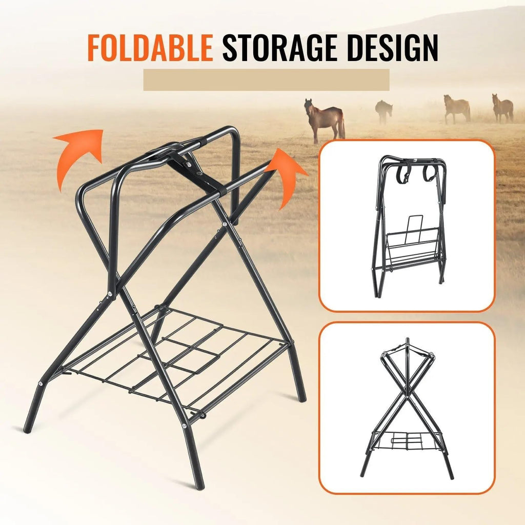 CHYLMAPHEN 1pc Folding Saddle Rack Portable Freestanding Horse Saddle Stand 132 LBS for Horses Blanket Stall Supplies Accessories