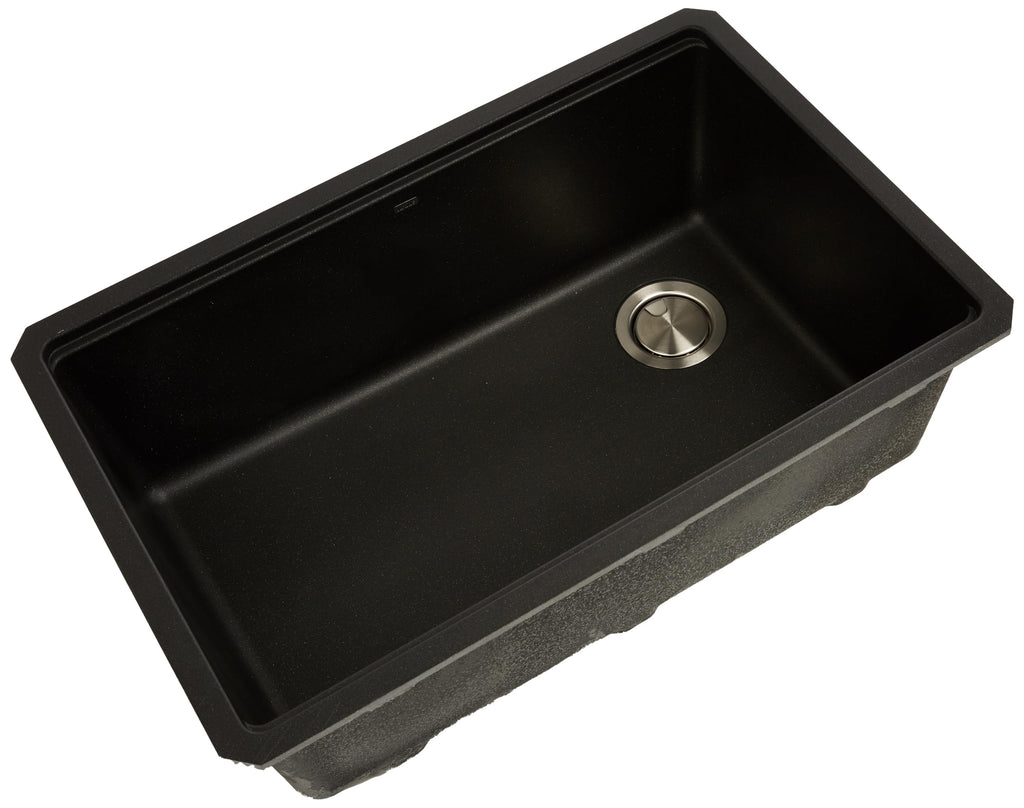 KRAUS Bellucci 30” in. Undermount Workstation Granite Kitchen Sink in Metallic Black with Accessories, KGUW2-30MBL