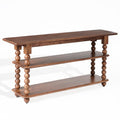 SAFAVIEH Couture Collection – Norbert Brown Solid Wood 2 Shelf Console Table, Entryway Storage Table with Turned Legs (SFV5795A)