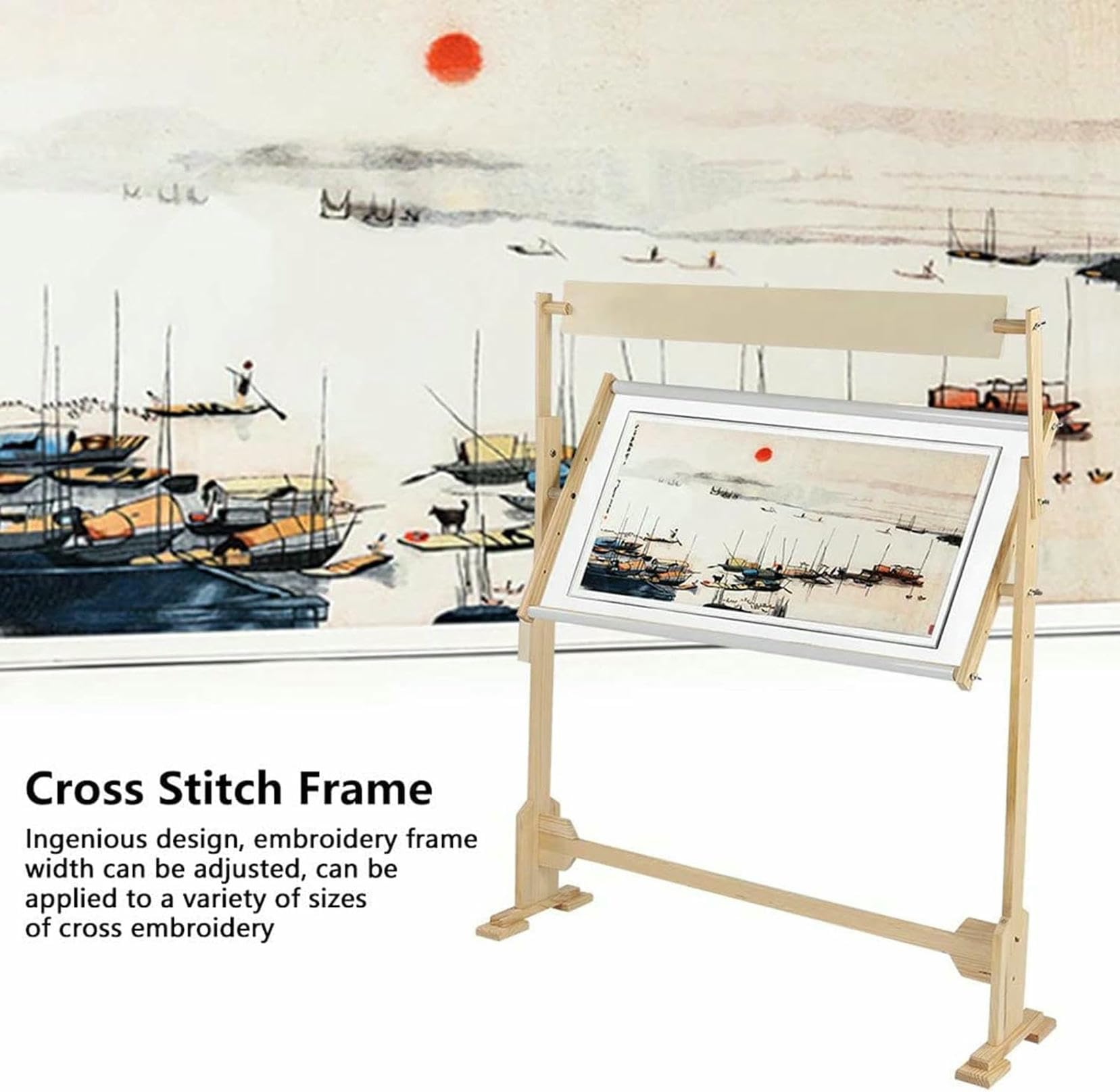 Embroidery Hoops Stand, 360 Degree Adjustable Embroidery Stand,Cross Stitch Frame Stand,Wooden Frame Cross Stitch Floor Stand for Cross Stitch Needlework Art Craft Sewing~/