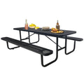 Sunnibety 6FT Metal Picnic Tables for Outdoors, Commercial Rectangular Picnic Table and Bench Set for Outside, Patio, Garden, Backyard, Porch, Surface Mount, Black