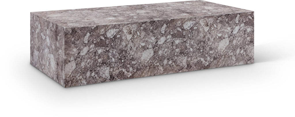 Meridian Furniture 99029Brown-CT Piazza Collection Art Deco Indoor/Outdoor Concrete Coffee Table with Brown Marble Finish, 52" W x 26" D x 14" H, Brown