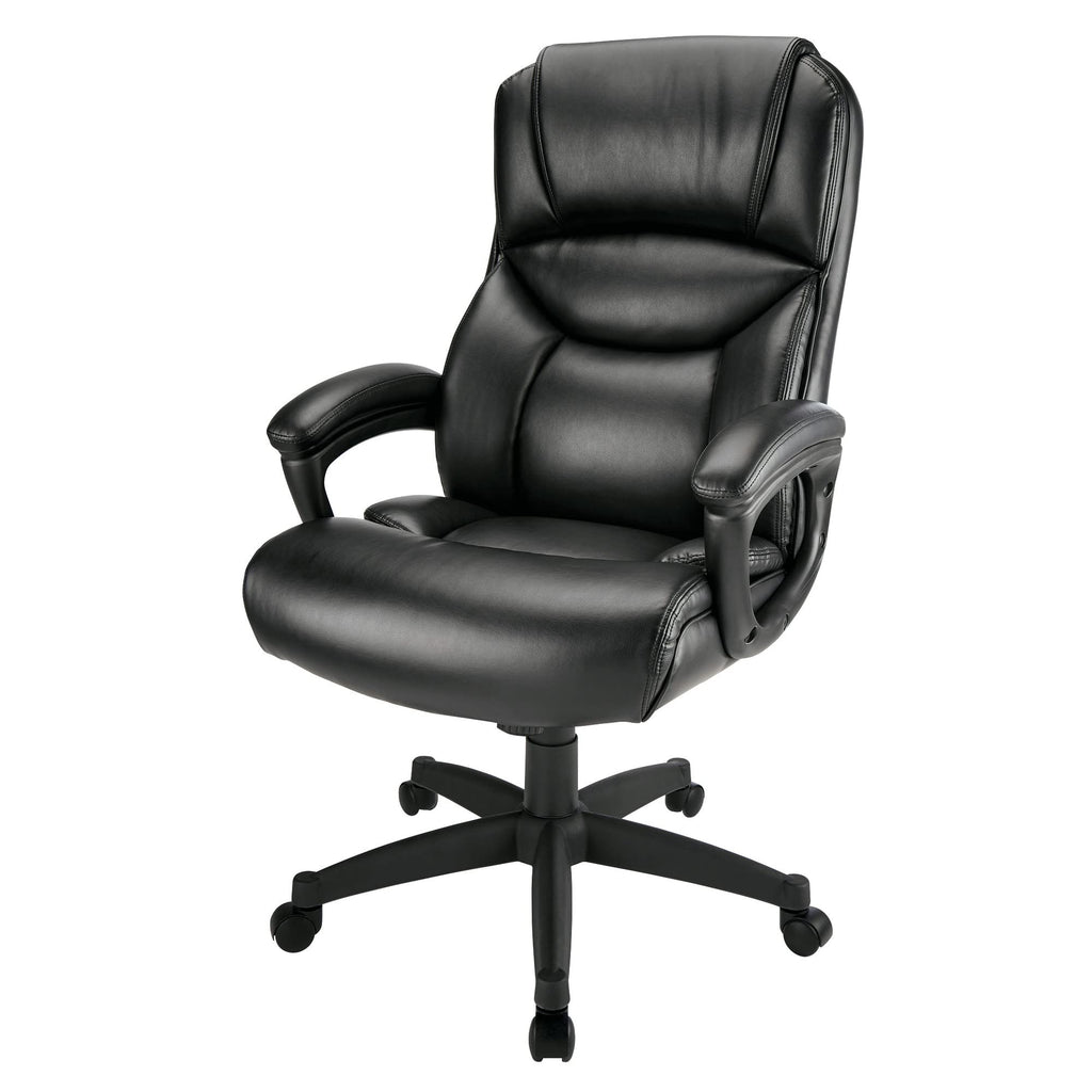 Realspace® Fennington Bonded Leather High-Back Chair, Black