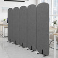 Natwind 5-Panel Office Room Divider, 122.8 x 71 inches Portable Office Partition, Freestanding Folding Privacy Wall for Cubicle & Temporary Indoor Space Separation (Dark Grey)