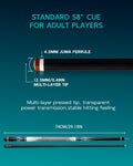 KONLLEN Carbon Fiber Pool Cue 2.0, 58-inch Low Deflection Billiard Stick for Adults with 12.5mm Tip and Pro Taper