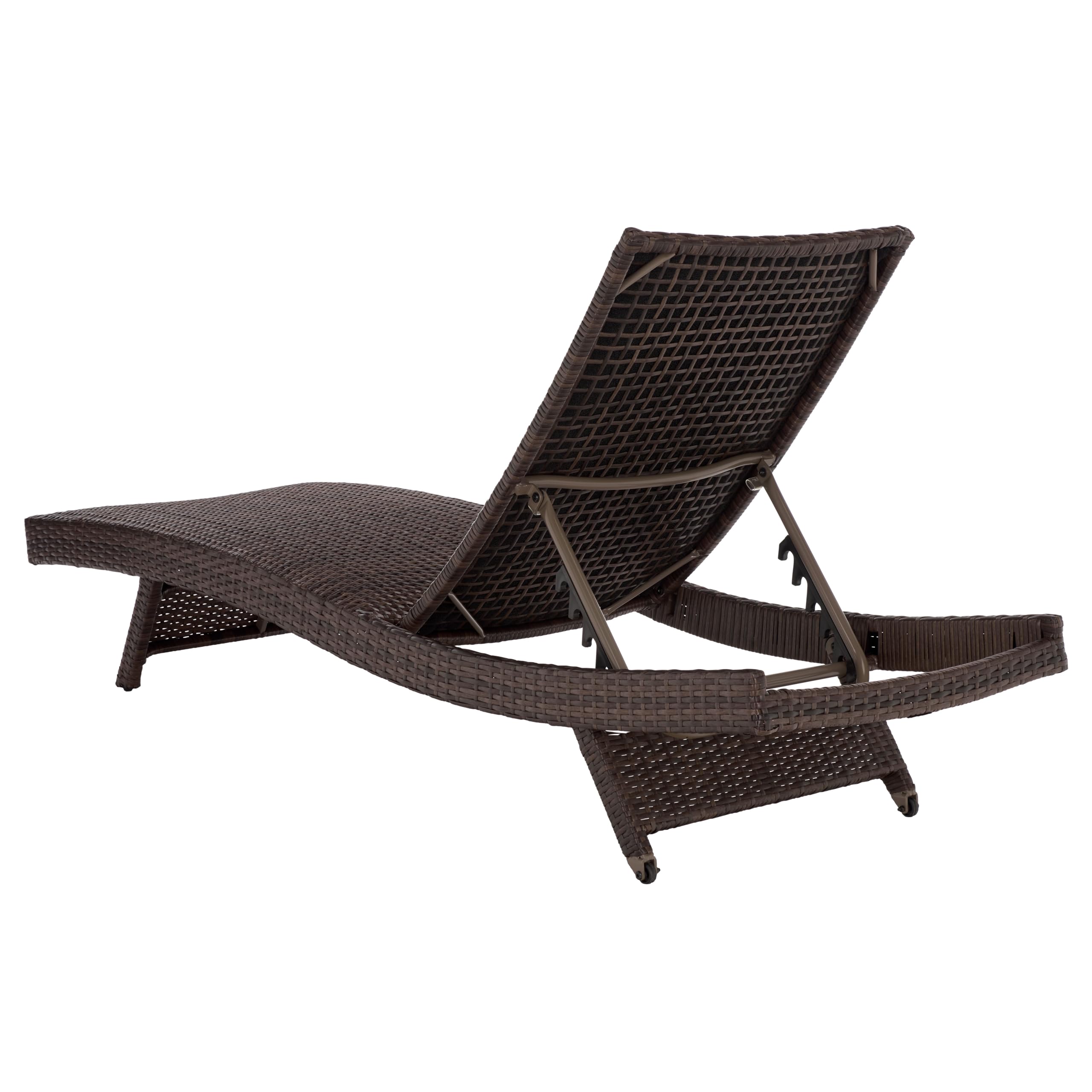 SAFAVIEH Outdoor Patio Furniture Collection – Alex Brown & Taupe Quick Dry Foam Lounger, Adjustable Outdoor Chaise, Modern Curved Design (PAT7545B)