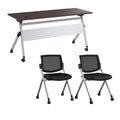 Bush Business Furniture Folding Training Table Set for 2, 60 inch, 2 Mesh Back Folding Chairs, Commercial-Grade Bundle for Office or Classroom, Envision Collection, Gray
