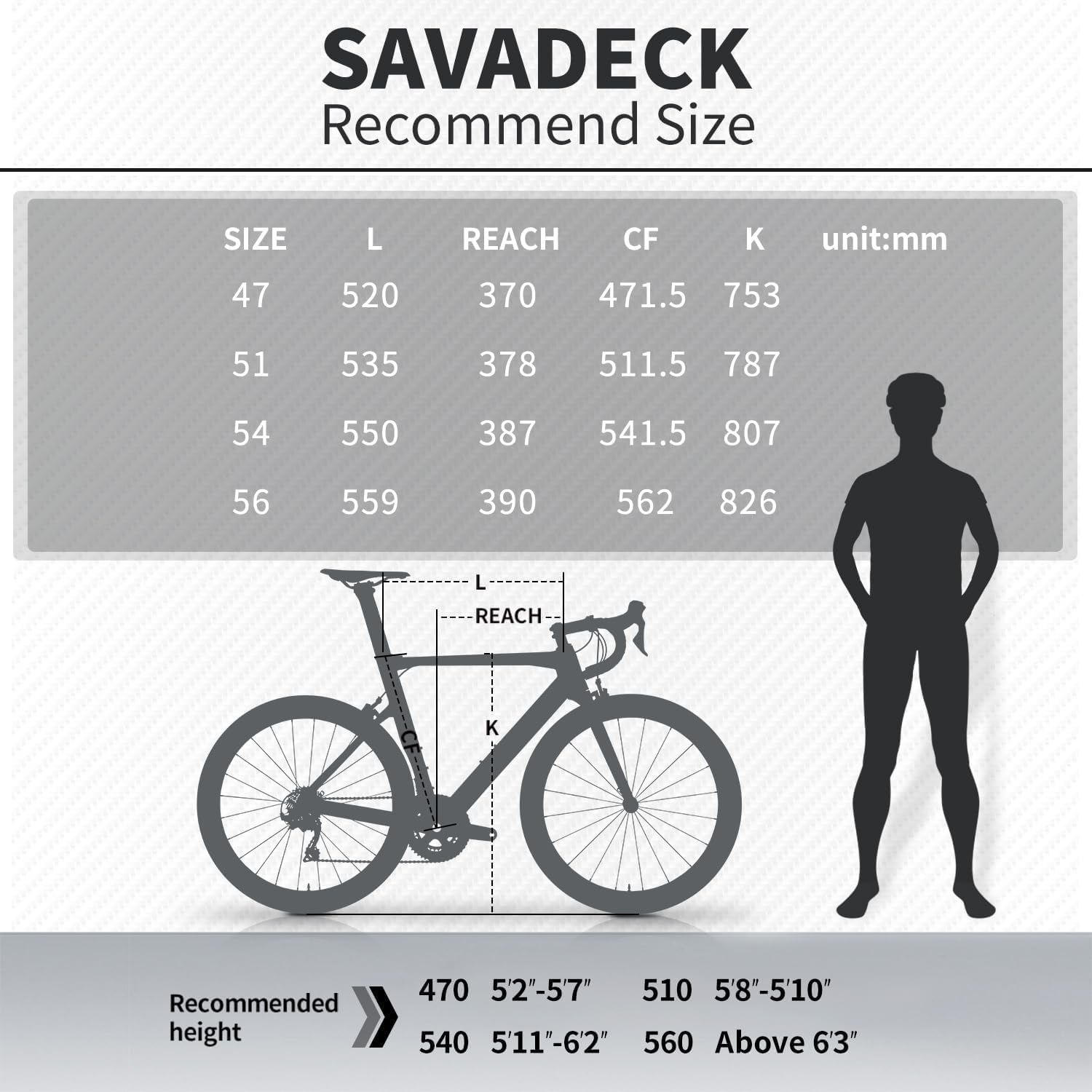 SAVADECK Carbon Road Bike with Shimano SORA R3000 18 Speed Derailleur System,Racing Bicycle with Carbon Fiber Frame Carbon Fork and Double V Brake for Adult.(Black 47cm)