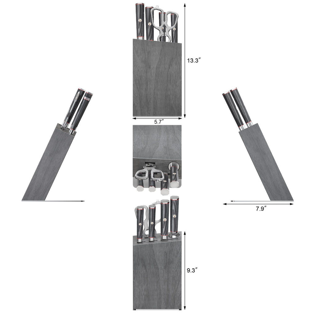Cangshan YARI Series HUA Knife Block Set, X-7 Damascus Steel, Ash Wood Block (6-Piece)