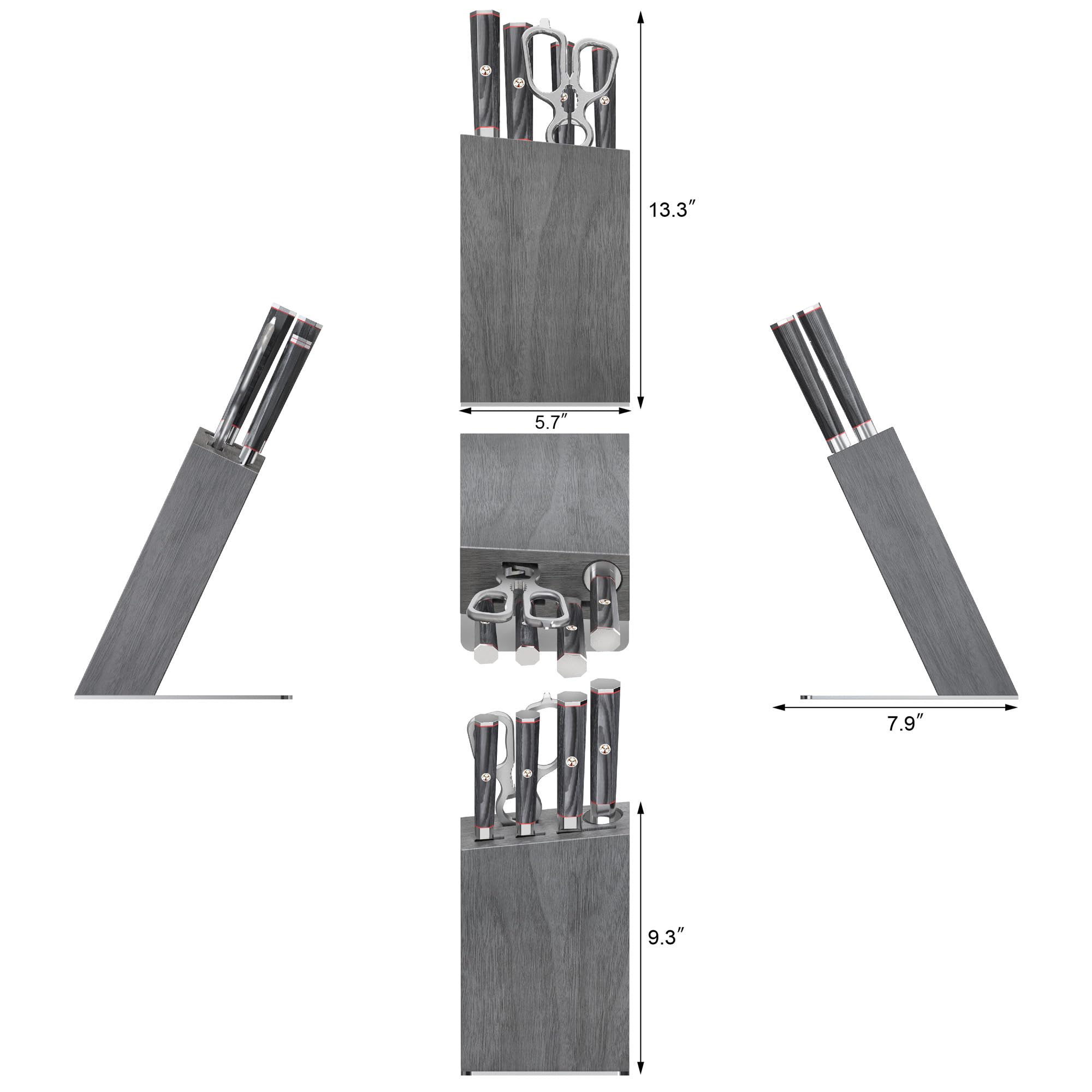 Cangshan YARI Series HUA Knife Block Set, X-7 Damascus Steel, Ash Wood Block (6-Piece)