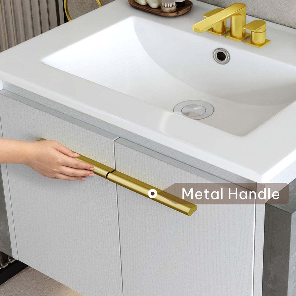 YITAHOME Bathroom Vanity 24 Inch White Soft-Closing Double Extra Large Doors Bathroom Floating Modern Vanity