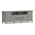 SIMPLIHOME Amherst TV Stand - 72 inch Wide Solid Wood Media Console in Fog Grey, Transitional Entertainment Center for Living Room for TVs up to 80 Inches with Shelves and Cable Management