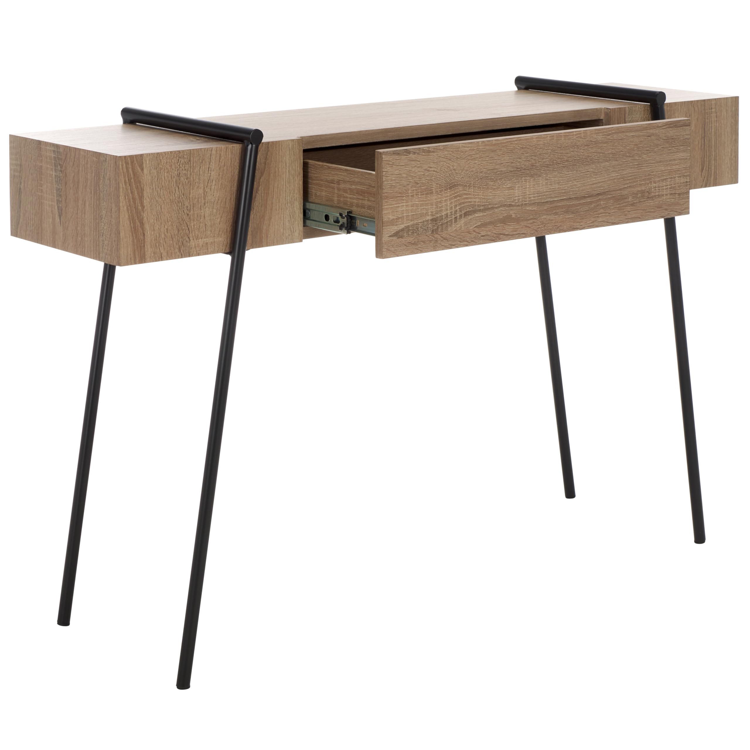 SAFAVIEH Home Collection Margaux Light Grey Oak/Black 1-Drawer Console Table for Living Room Foyer Bedroom Hallway Entryway Office