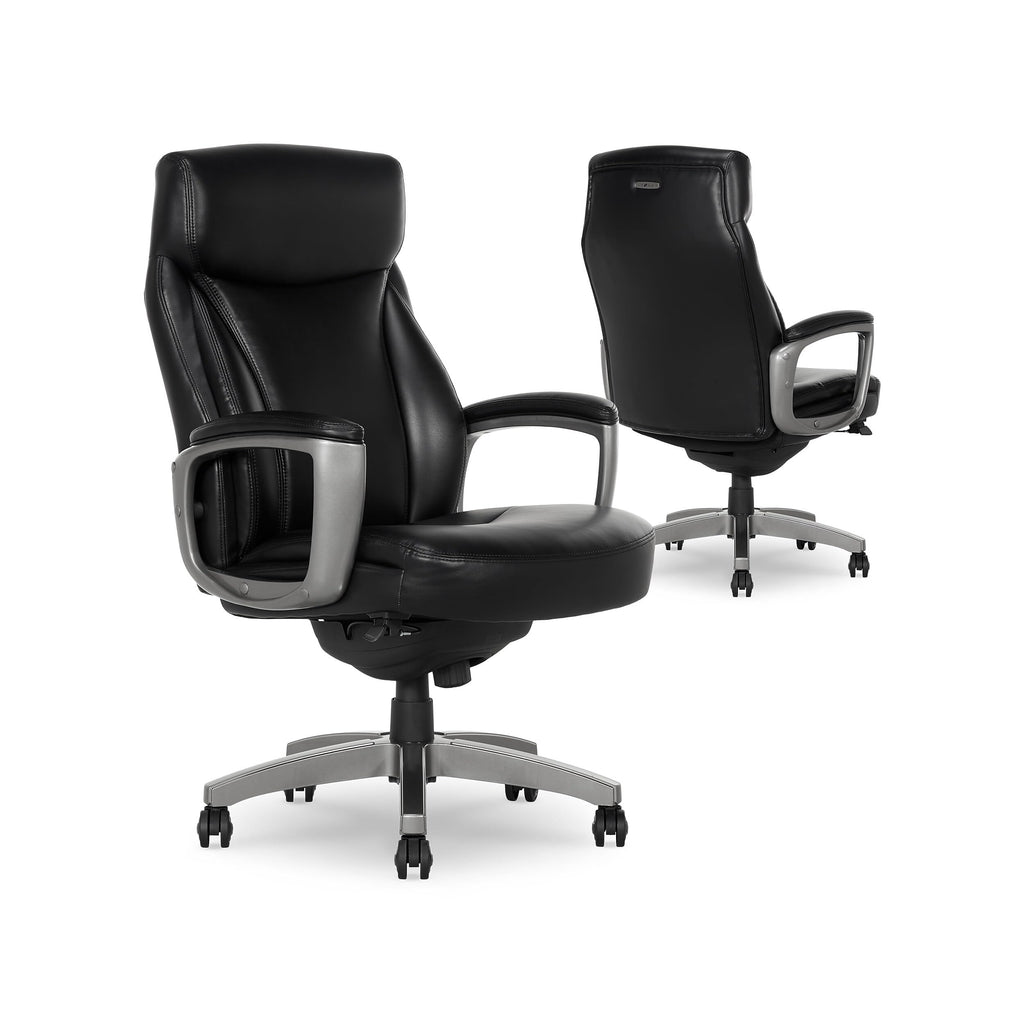 La-Z-Boy Arcadian Ergonomic Executive Chair, Bonded Leather, Black, 29.5D x 28W x 43.25-46.25H inches, 275 lbs Weight Capacity