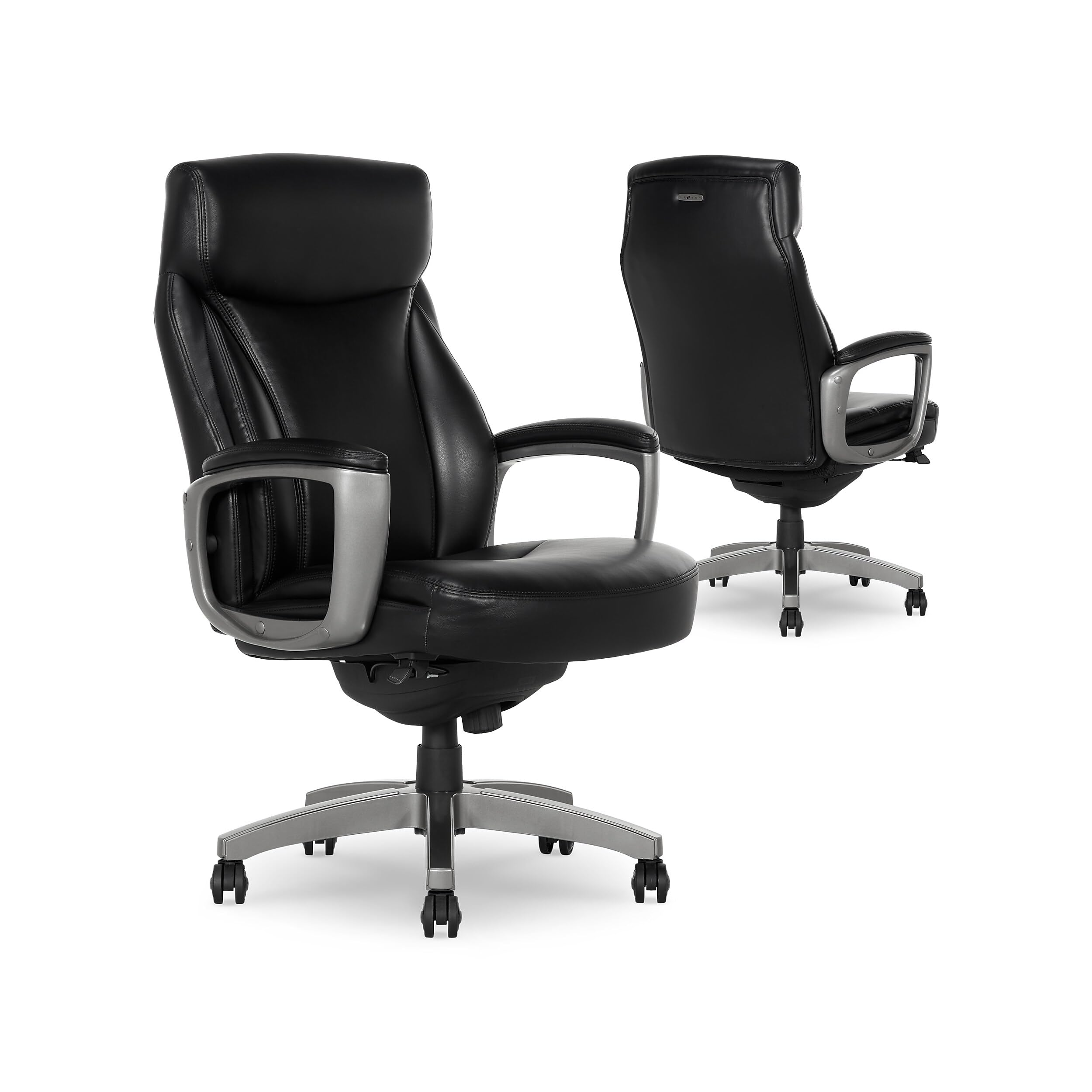 La-Z-Boy Arcadian Ergonomic Executive Chair, Bonded Leather, Black, 29.5D x 28W x 43.25-46.25H inches, 275 lbs Weight Capacity