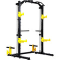 Fitvids Smith Machine Power Cage, 2000lb Multi-Function Squat Rack with Weight Plate Storage, J Hooks, T-Bar Row Platform & Multiple Grip Handles for Home Gym Strength Training