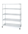 Seville Classics UltraDurable MEGA Rack Commercial-Grade 5-Tier NSF-Certified Steel Wire Shelving with Wheels, 60" W x 24" D x 72" H, Chrome