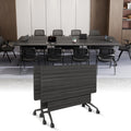 Folding Conference Room Tables with Wheel -Modern Large Modular Conference Table,Stackable Flip Top Training Meeting Table,Space Saving,for Seminar,Office,Classroom(Black A,47IN,2pack)